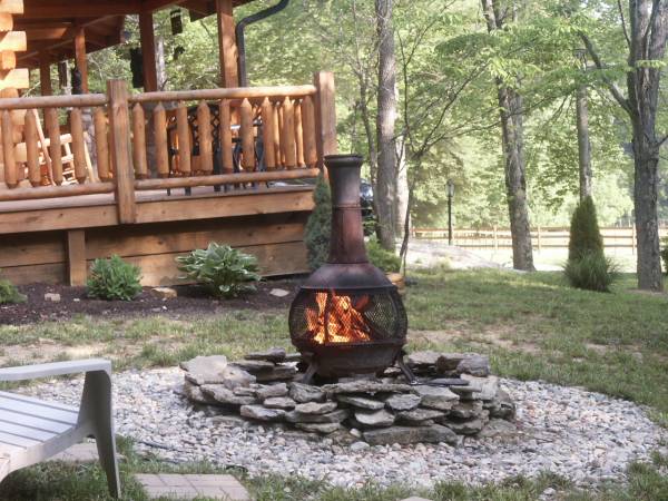 Romantic Fire surrounded by private woods