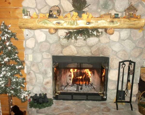 Beautiful Stone wood burning fireplace